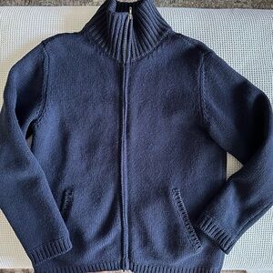 Troglodyte Homunculus Pure Lana Wool Cardigan with Cotton liner in Navy SZ M